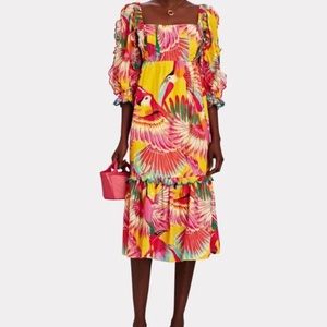 Farm Rio Toucan Scallops MIDI Dress size L